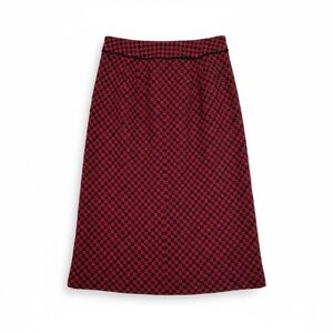 LOFT Red Black Houndstooth Lined Skirt Size 4